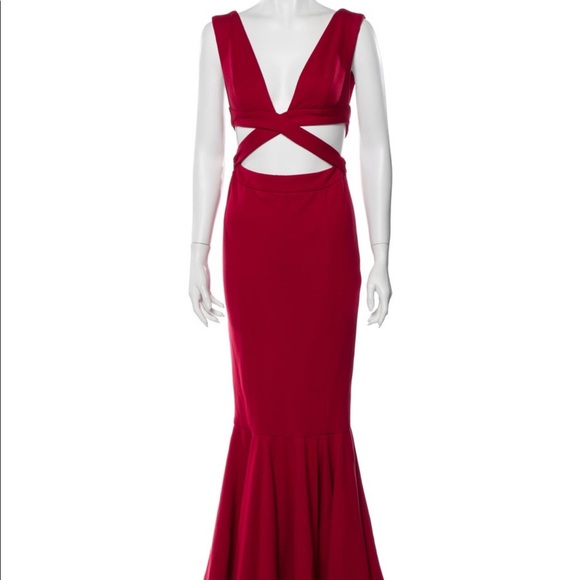 FAME & PARTNERS red evening gown formal dress XS - Picture 5 of 6